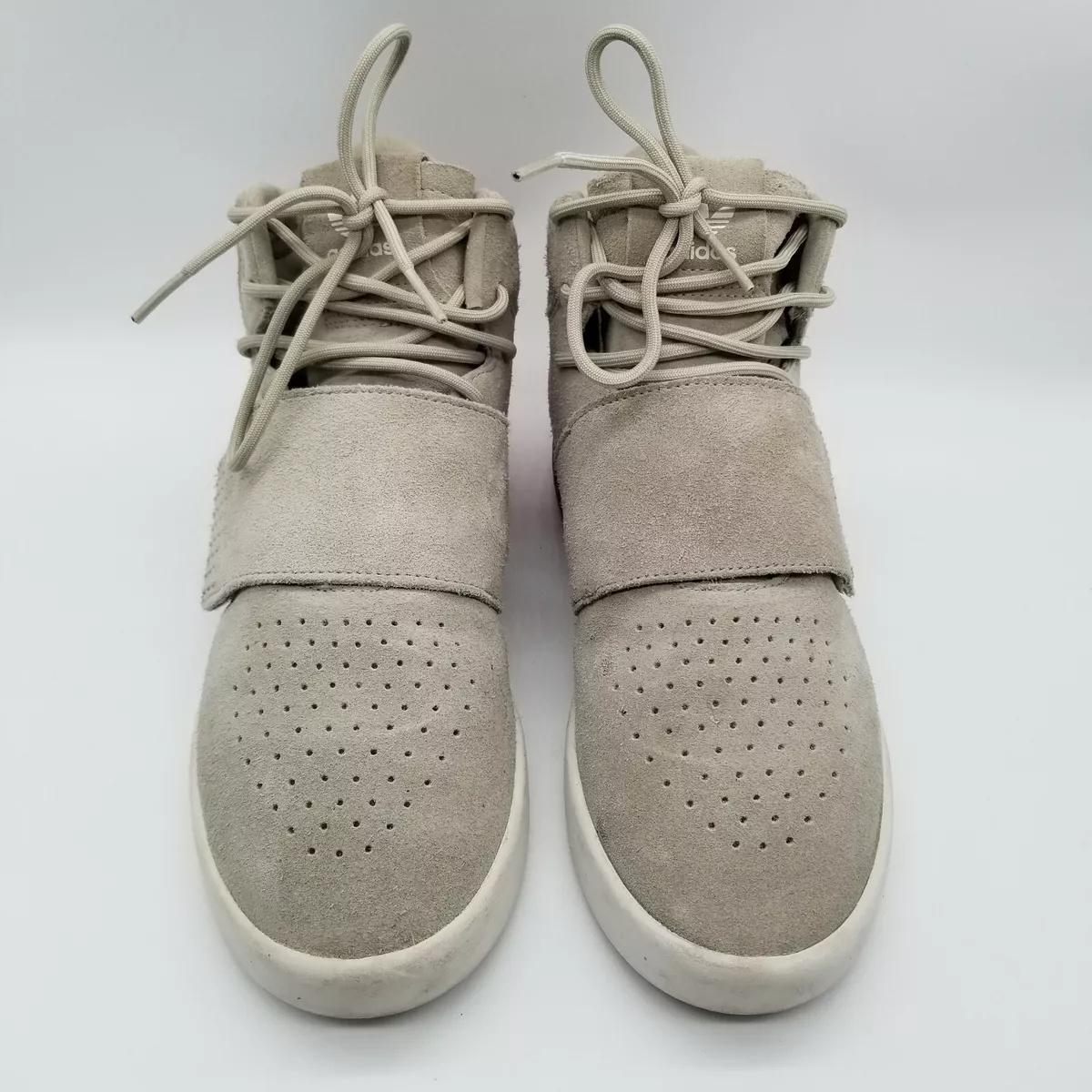 Adidas Mens Tubular Invader BB5035 Beige Mid Top Lace Up Sneaker Shoes Size 6