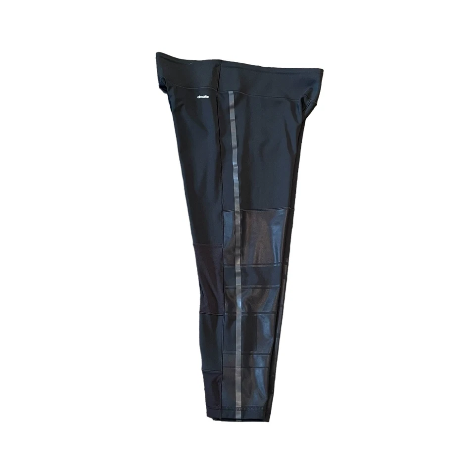 Adidas Leggings Womens Medium Black Crop Climalite Mesh Detail Yoga Pants Capri - Image 4 of 4