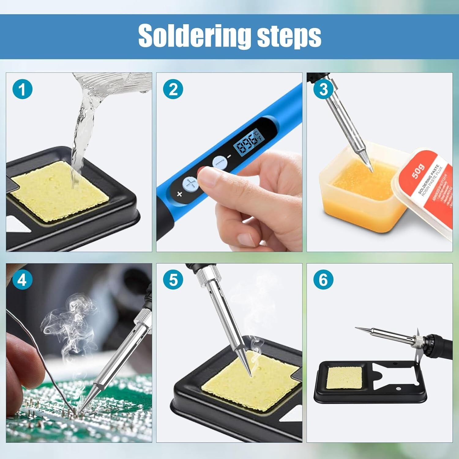 Soldering Iron Electric Gun Adjustable Temperature 90W Welding Solder Wire Kit