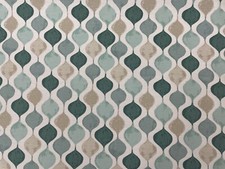 Amaru Geometric Verve Cotton Fabric Sea Spray  White Curtain/Blind/Upholstery