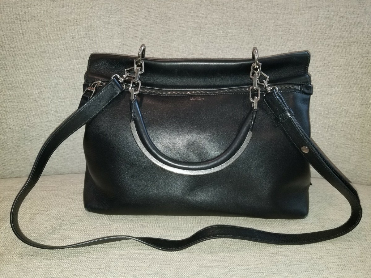 Max Mara Black Leather Fringed Leda Bag | eBay