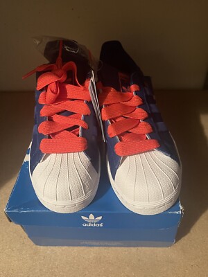 Adidas Superstar J Sneaker Blau Orange Gr 36 2/3 Neuwertig 