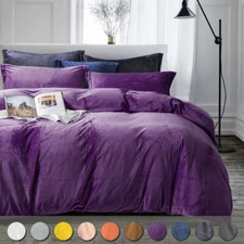 High Quality Velvet Duvet Cover Set Soft Warm with Pillow Sham Machine Washable