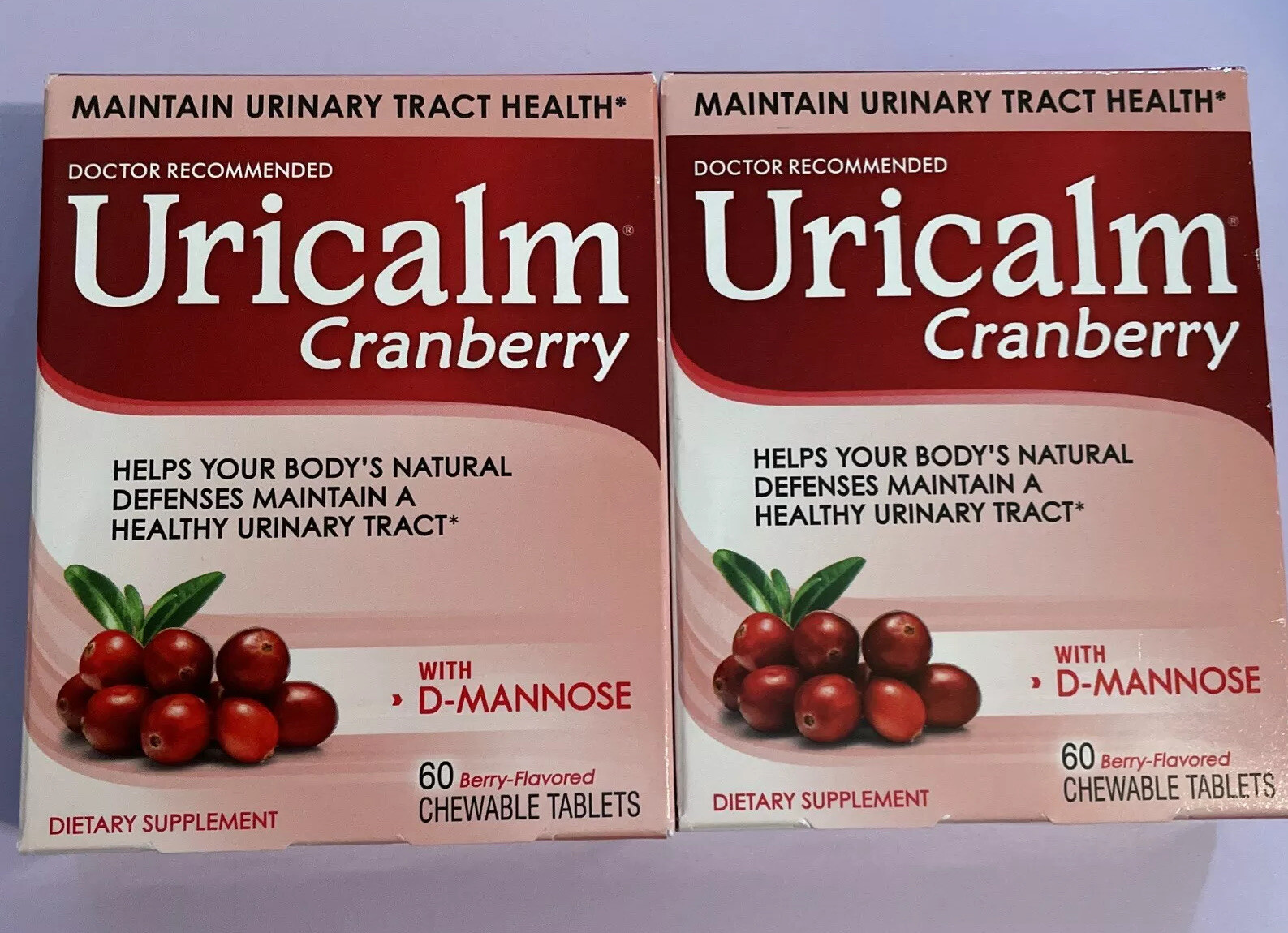 (2) 60 COUNT Uricalm Cranberry Berry Flavored Urinary Health Chewable D