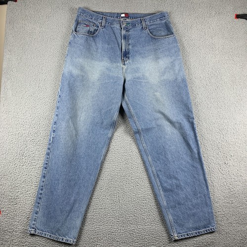 Vintage Tommy Hilfiger Jeans Mens 40x32 (Fits 38x31) Blue FREEDOM Baggy Y2K 90's