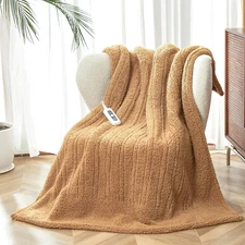 Heated Throw Blanket Double Sided Sherpa, Soft Heating Electric Blanket for Bed,