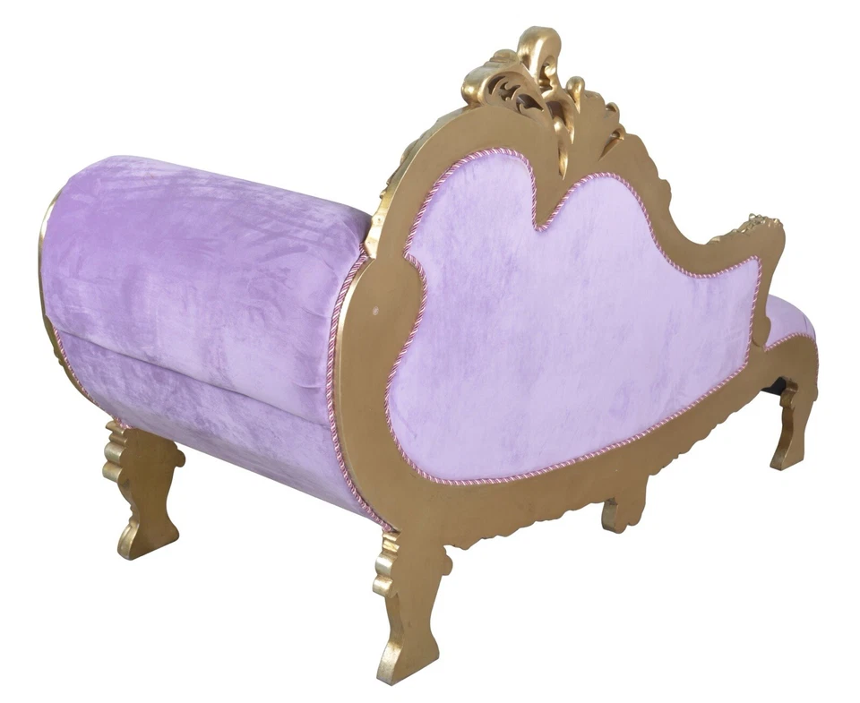 Hand Carved Mahogany Revival Fainting Chaise Lounge w Silver Leaf Finish - Image 4 of 4