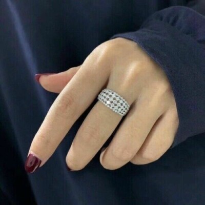 2Ct Round Cut Simulated Diamond Wedding Band Ring 14K White Gold Plated Silver