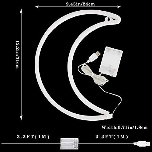 LED Cool White Moon Neon Light, Cute Neon Moon Sign,Christmas cool ...