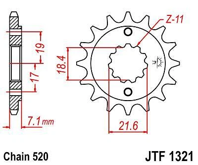 Комплект передней и задней звездочек для звездочек HONDA CBR250 R/RA-B, C, D 11-13 JT - Изображение 4 из 4
