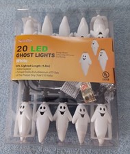 Halloween String Lights 20 LED Ghost Lights 6 Ft. Length Indoor/Outdoor