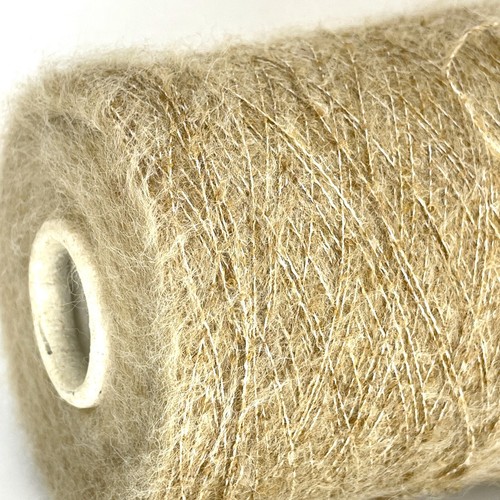 Camel Beige WOOL COTTON BLEND LACE WEIGHT Yarn on Cone for Crafts Knitting - Picture 2 of 5