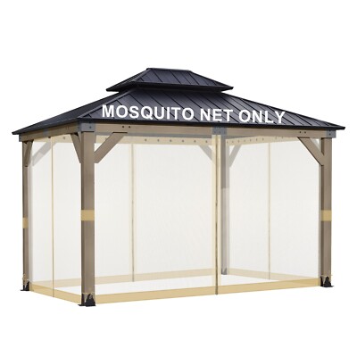 Aoodor 14' x 12' Gazebo Netting Screen Replacement 4-Panel Sidewalls for Patio