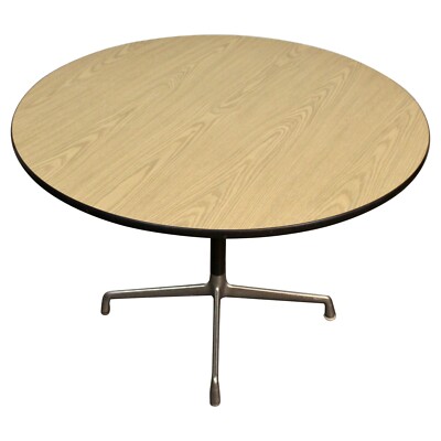 Vintage Eames Aluminum Group 42'' Oak Laminate Table