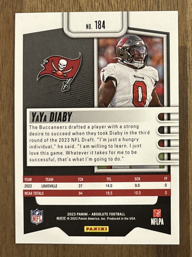 yayayaページ YaYa Diaby - 2023 Panini Absolute #184 Red Squares /499. Rookie