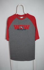 Disney 90's Vintage World Mickey Mouse Ringer Raglan T-Shirt Red Gray Mens Sz L