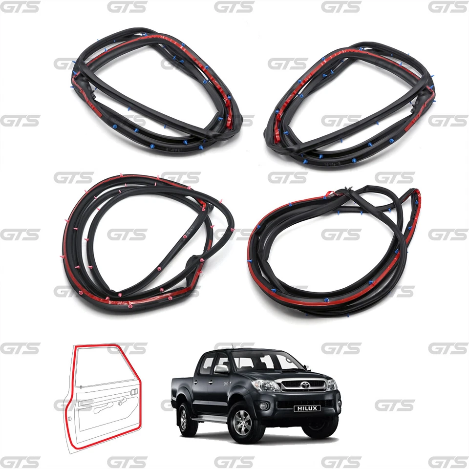 For Toyota Hilux Mk7 Vigo 4Dr 2006 - 14 Set 4 Door Rubber Seal Weatherstrip Foto 4 de 4