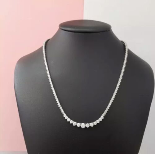 7Ct IGI Certified Lab Grown Diamond Women's Tennis Necklace-16" Solid 10K Gold
