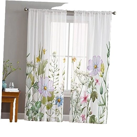 Gasa Floral Cortinas de Ventana moderna