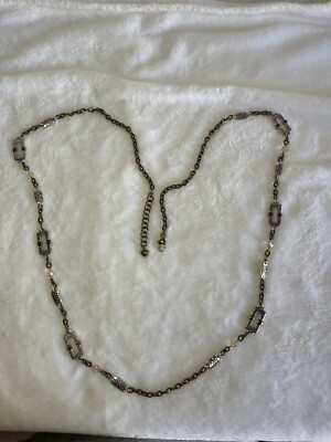 Brighton Necklace Long Adjustable Chainlink Etched Boho Gift Mixed Metal Lobster