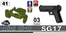SG17+Tank Green Tactical Belt G1 Compatible w/toy brick minifigures Army