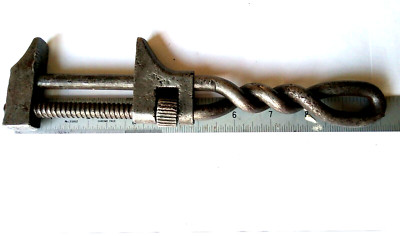 Antiker gedrehter Eisen Affe Schraubenschlüssel Rohrzange Vintage Klempner 10'' Mutternschlüssel