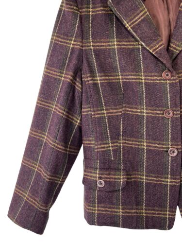 Talbots Women Size 18 Blazer Purple Plaid 2 pocket 3 button Closure Wool & Lined - Picture 8 of 15