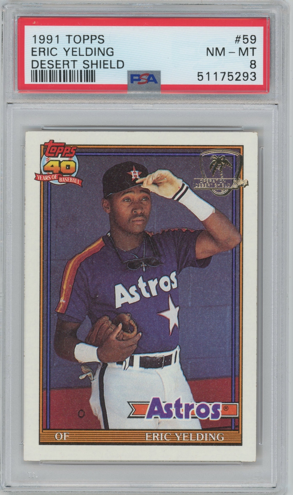 1991 Topps Desert Shield #59 Eric Yelding PSA 8