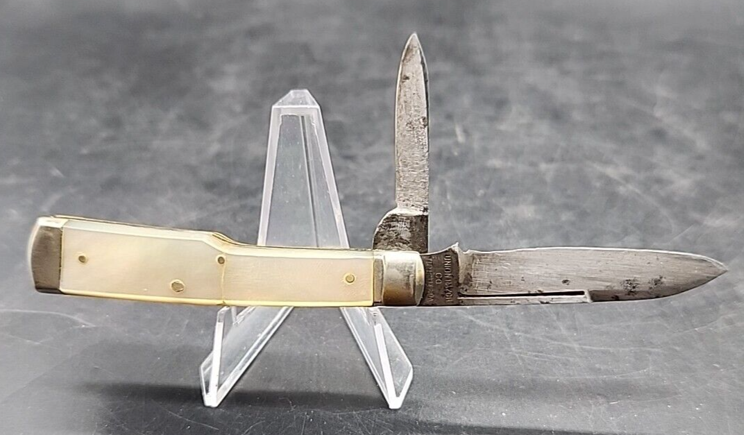 190209 UNION RAZOR Co Tidioute Pa POCKET KNIFE 2 Blade Mother of Pearl