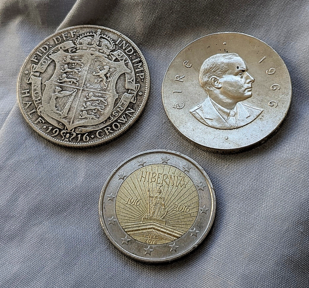 Coins Ireland Easter Uprising Silver 1916 Half Crown 1966 Deich