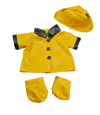 Gelber Regenmantel Stiefel & Hut 16'' Teddy Kleidung Outfit passt Build a Bear