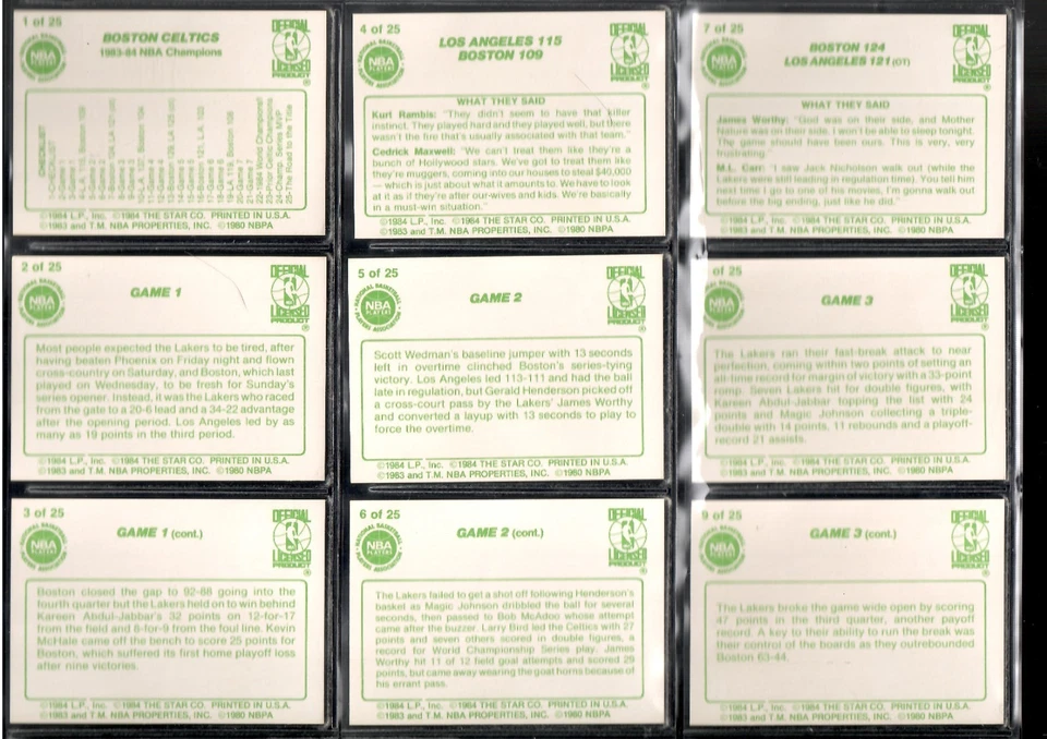 1984 Star Company Boston Celtics 25-card Championship Set Larry Bird Danny Ainge - Image 2 of 4