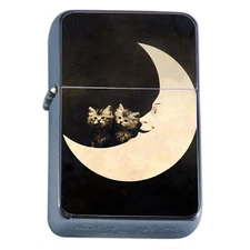 Vintage Image Moon Kittens Flip Top Oil Lighter Windproof Halloween
