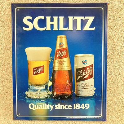 Vintage 1981 Schlitz Quality Since 1849 Tin Metal Beer Sign 21.5  X 17.5  Used