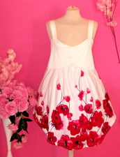 WOMEN PLUS SIZE FLORAL RED POPPY V NECK SLEEVELESS DRESS ( SIZE UK18 )