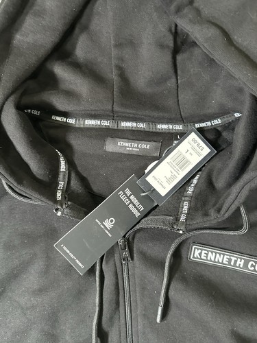 Men's Kenneth Cole Zip Up Hoodie Jacket Size L Black Stretch Activewear - Picture 4 of 5