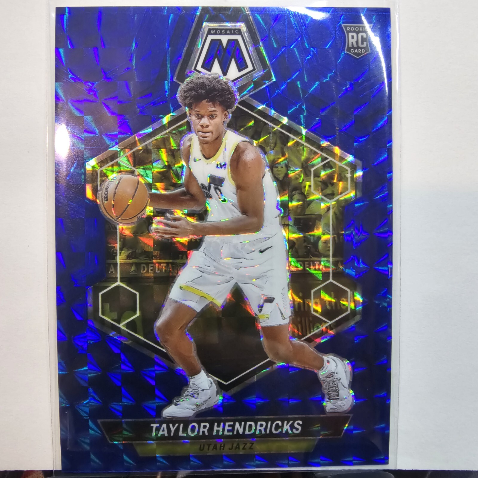 2023-24 Panini Mosaic #221 Taylor Hendricks Rookie #/d 199 Blue Mosaic Utah Jazz
