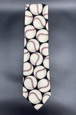Diplomat Baseball 100% Cotton Mens 4" Neck Tie Black White Made in the USA