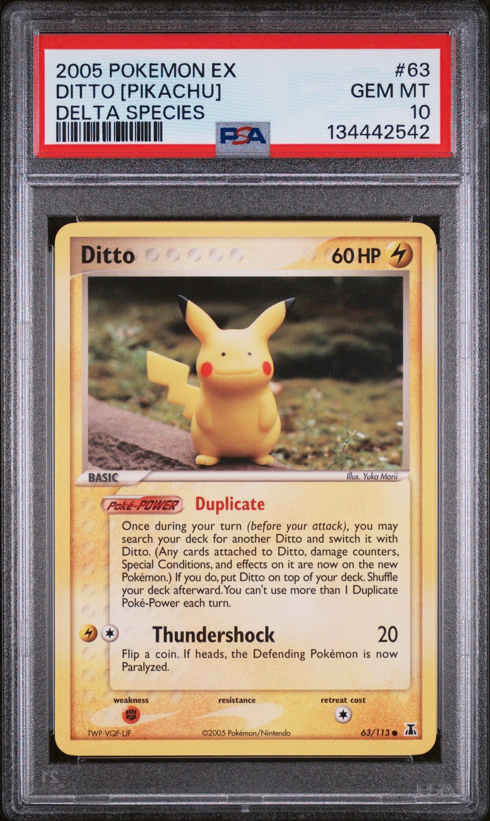 2005 POKEMON EX DELTA SPECIES #63 DITTO [PIKACHU] PSA 10