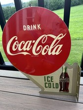 Original Vintage Coca Cola Metal Flange Sign