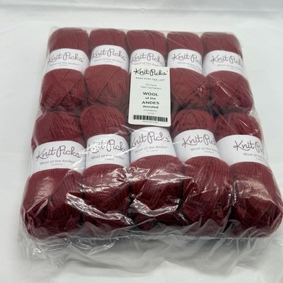 Knit Picks Wool of the Andes Worsted Yarn Cranberry Lot 10 Skeins 100% Wool Y6