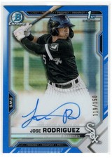 2021 Bowman Chrome Rookie RC Blue Refractor /150 Jose Rodriguez Auto | SP