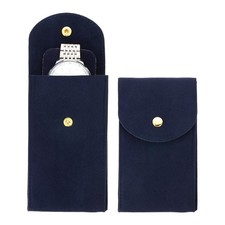 Velvet Watch Pouch, 2 Pack Velvet Watch Pouches with Snap Button Navy 