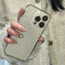 Star Glitter Transparent Case For iPhone 16 15 14 13 12 11 Pro Max Sparkle Cover