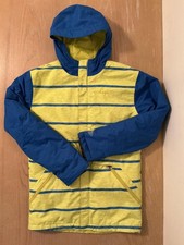 Columbia Omni-Heat Ski Jacket Youth Large Yellow Blue Stripe Hooded Insulated