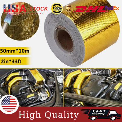 #ad #ad Gold Intake Heat Reflective Tape Wrap Self Adhesive High Temperature 2quot;33Ft US $7.90