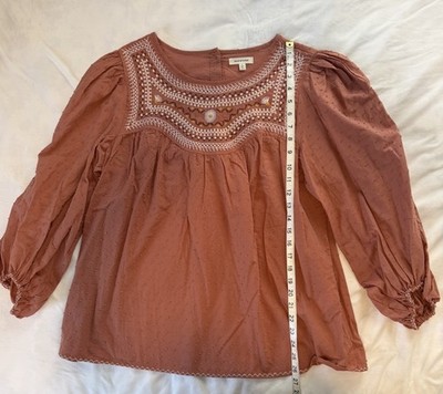 #36) Max Studio Embroidered Floral Bohemian Blouse Top size Size Large