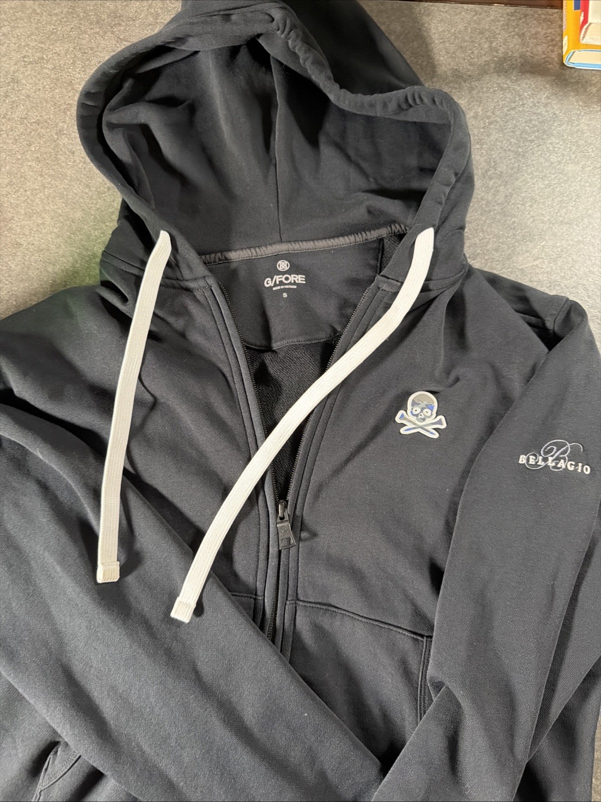 G/FORE Skull Golf Hoodie Mens Small Black Bellagio Las Vegas Resort Pullover