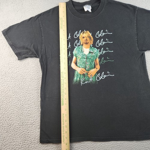 Vintage Kurt Cobain Nirvana Shirt Large Green Dress 90's M&O Grunge Band Music - Picture 3 of 11