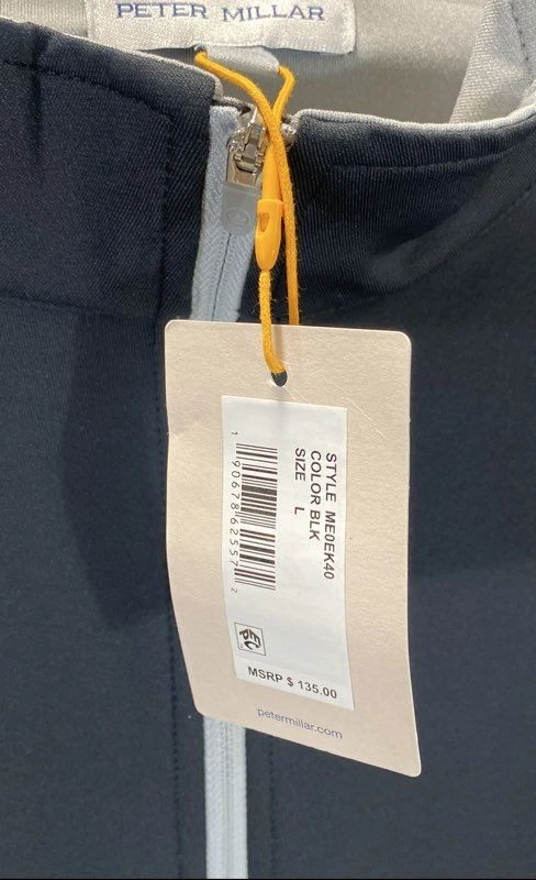 Peter Millar 女式黑色纯色回收涤纶氨纶套衫衬衫 L NWT — 第 3/4 张图片